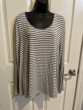 Matilda Jane Gray White Stripe Knit First in Line Long Sleeve Top XXL