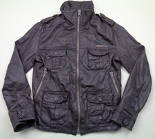 Superdry Brad Leather Jacket Mens M Medium Brown Aviator Biker Beckham