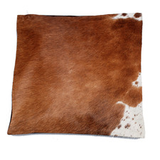 Handmade Brown & White Cowhide Cushion Cover – Natural Hair-On Leather