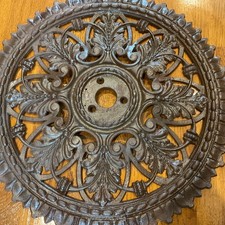 Victorian Iron Ceiling Rose Decorative Chandelier Ceiling Light Old Antique 18"W