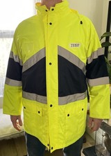 Tesco High Visibility Waterproof Jacket Yellow Reflective Coat Size L WT42 New