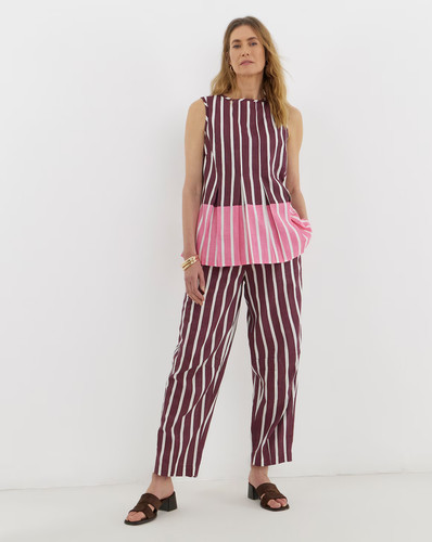 Plum stripe linen mix - mix, barrel