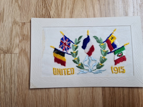 Antique ww1 embroidered silk - antique,