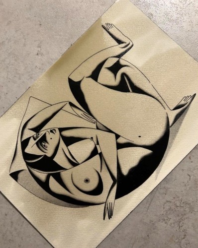 Cubist figure painting - figure,