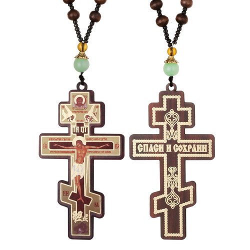 Orthodox wooden bead cross - bead,