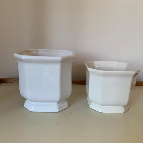 Vintage white ceramic planter - white,