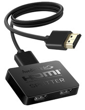HDMI Splitter 1 In 2 Out, 4K HDMI Splitter for 2 Monitors with 1.2M HDMI Cable