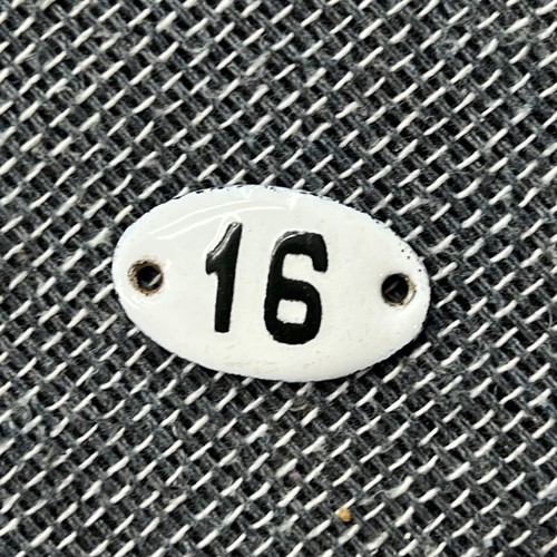 Vintage enamel sign - number, 16