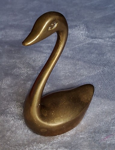 Brass swan figurine cute - brass,
