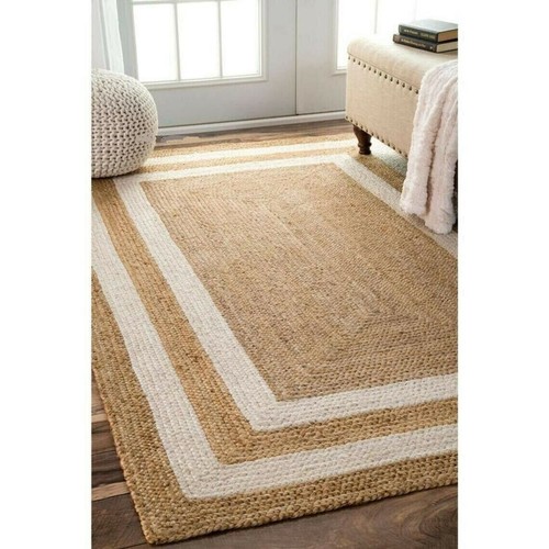 Rug jute carpet mat beige - rug,