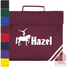 Personalised book bag Horse Vaulting theme. Rip-Strip™ closure, add child's name
