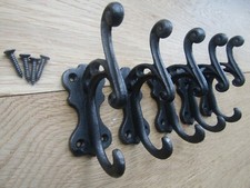 5 x Cast iron Rustic hat and coat hooks vintage retro victorian old antique 