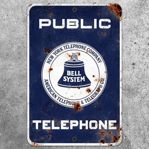Public telephone metal sign - public,