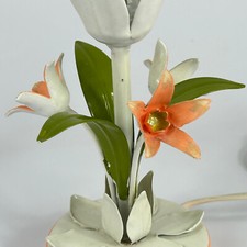 Vintage French Toleware Tangerine Tinted Flower Design Working Small Side Light