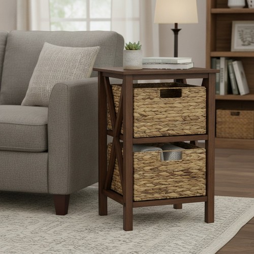 Walnut bedside table - bedside,
