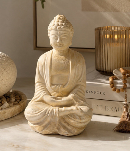 Beige stone buddha meditation - stone,