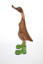 Best Quality Hand Carved Wooden Bamboo Root Duck With Welly Boots 45cm tall