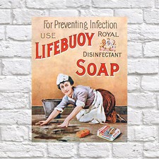 Lifebuoy Soap, Retro tin sign art decor gift home 