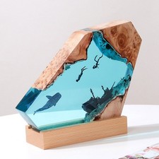  Ship Diver Night Light Table Lamp Handmade Resin Diver Deep Sea Cave