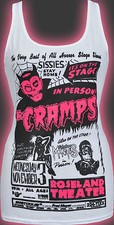 LADIES WHITE TANK TOP THE CRAMPS PINK ROSELAND THEATER GIG POSTER DEVIL S - 2XL 