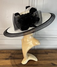 Linea House Fraser Ivory Black Sinamay Hatinator Wedding of Mother Groom Races