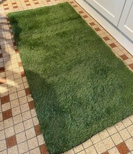 Dark Green Artificial Grass 1.47M x 0.7M Door Mat 20mm Pile Off Cut Clean