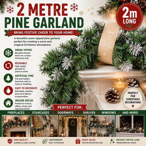 Christmas pine garland snow - christmas,