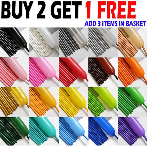 100 long plain balloons - 100,