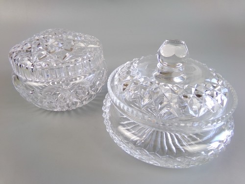 Cut crystal glass boxes lidded - glass,