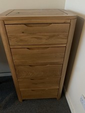 Solid Oak Tall Chest Of Drawers 5 Drawers