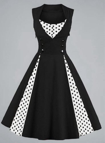 Retro 50s black - black, polka‑dot