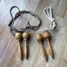 Vintage Skipping Rope x2 with Ball Bearings & Wooden Handles used 