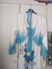 Ladies XL Mother of The Bride Wedding Outfit Turquoise Blue Dress/ Shrug New
