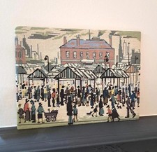 Vintage LS LOWRY 'Market Scene 1939' Complete Needlework Tapestry Artwork