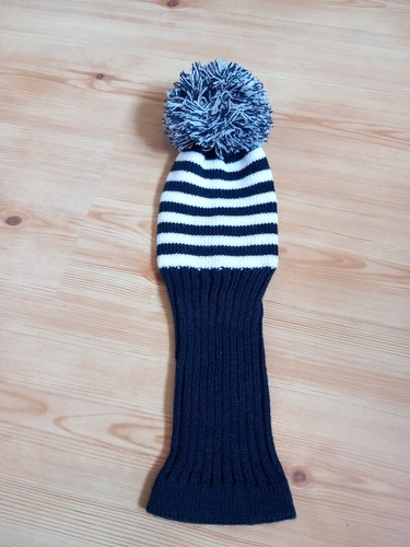 Navy blue sock knitted pom - sock,