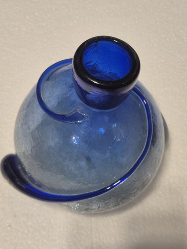 Hand blown crackled glaze blue - hand,