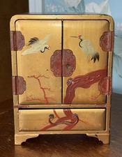 Vantine's Japanese Gilt Lacquer Jewelry Cabinet With Cranes