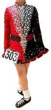 Eire Designs by Gavin Irish Dance Solo Dress – Age 9–10, Red & Black, Stunning!