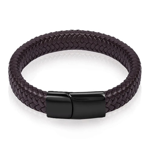 Mens leather bracelet braided - leather,