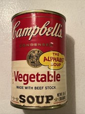 Vintage Unopened Campbells Vegetable Alphabet Soup 1989 Tin NOS Andy Warhol