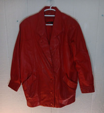 Vtg 1980s Wilsons Leather Red Coat Jacket Womens M Zip Out Thinsulate Liner