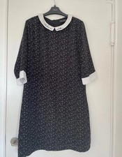 Sugarhill Boutique black dress white spots cuffs make a wish slogan collar 16