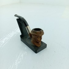 Old Meerschaum Carved Lady Smoking Pipe with Silver Plated Band