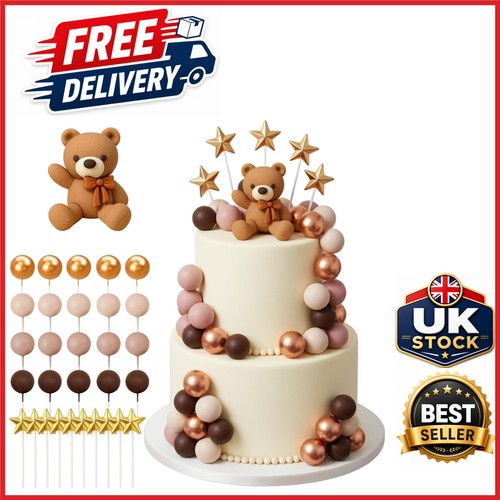 Brown teddy bear cake toppers - teddy,