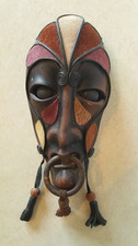 African Tribal / Ethnographic Face Mask - Mixed Media Art Pottery . Very Unusual