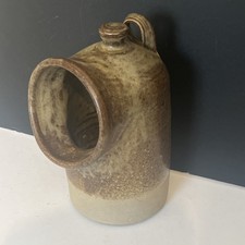 Studio Pottery Stoneware Salt Pig Vintage Green Brown Signed “JB” MCM