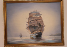 Framed Oil Painting of Sailing Ship