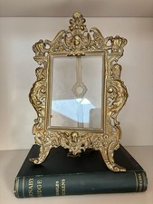 Vintage Ornate Brass Gothic Cherubs Easel Stand Photo Frame French style