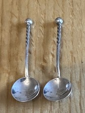 Matching Pair G.E. Walton Hallmarked Solid Silver Mustard Spoons 2.56g 1906 1909