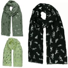 Shiny Dogs and Cats Silver Foil Soft Large Scarf Shawl Sarong